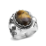 High polished (no plating) Stainless Steel Ring with Synthetic in Amber