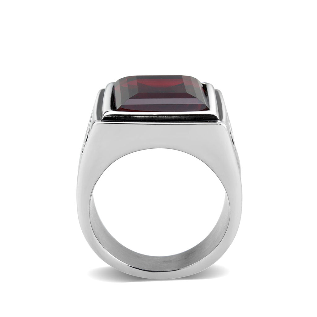High polished (no plating) Stainless Steel Ring with AAA Grade CZ in Siam