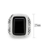 High polished (no plating) Stainless Steel Ring with Synthetic in Jet