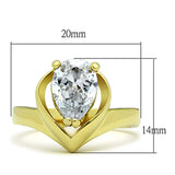IP Gold(Ion Plating) Stainless Steel Ring with AAA Grade CZ  in Clear