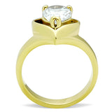 IP Gold(Ion Plating) Stainless Steel Ring with AAA Grade CZ  in Clear