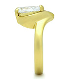 IP Gold(Ion Plating) Stainless Steel Ring with AAA Grade CZ  in Clear