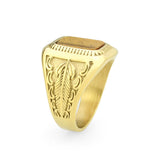 IP Gold(Ion Plating) Stainless Steel Ring with Synthetic in Amber