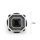 High polished (no plating) Stainless Steel Ring with Synthetic in Jet