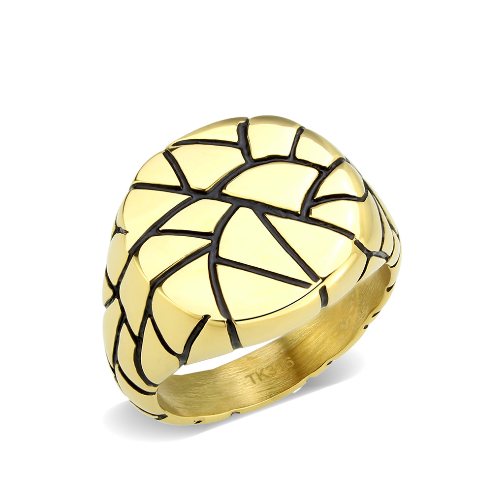 IP Gold(Ion Plating) Stainless Steel Ring with Epoxy in Jet