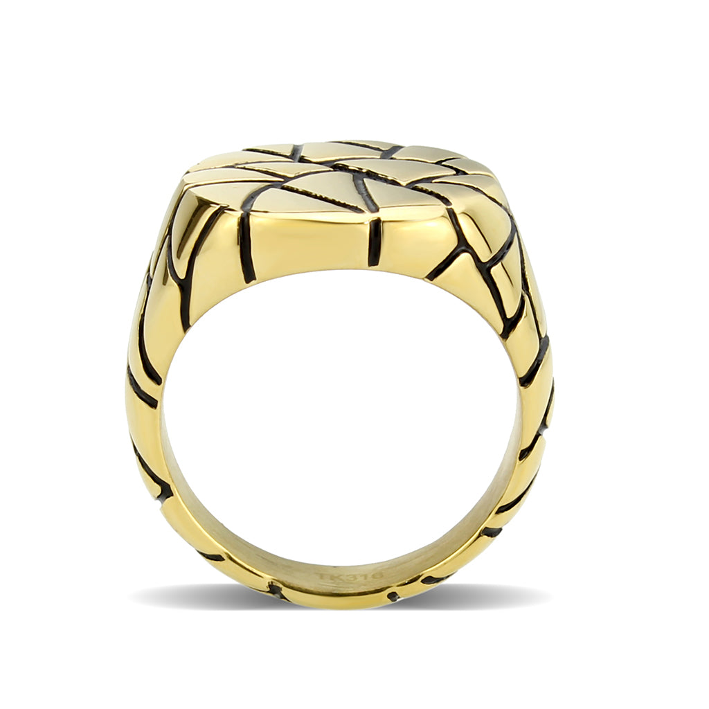 IP Gold(Ion Plating) Stainless Steel Ring with Epoxy in Jet