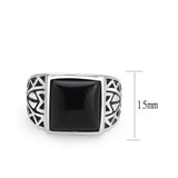 High polished (no plating) Stainless Steel Ring with Synthetic in Jet