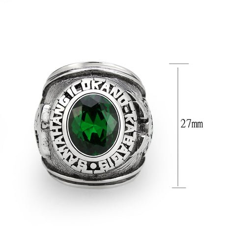 High polished (no plating) Stainless Steel Ring with Top Grade Crystal in Emerald