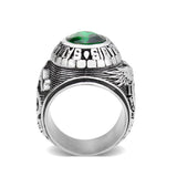 High polished (no plating) Stainless Steel Ring with Top Grade Crystal in Emerald