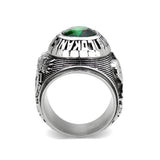 High polished (no plating) Stainless Steel Ring with Top Grade Crystal in Emerald