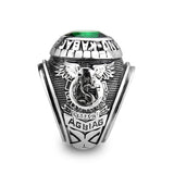 High polished (no plating) Stainless Steel Ring with Top Grade Crystal in Emerald