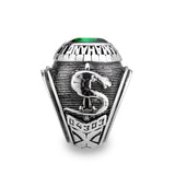 High polished (no plating) Stainless Steel Ring with Top Grade Crystal in Emerald