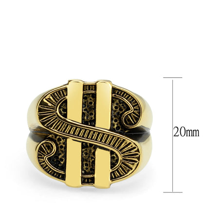 IP Gold(Ion Plating) Stainless Steel Ring with NoStone in Jet