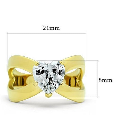IP Gold(Ion Plating) Stainless Steel Ring with AAA Grade CZ  in Clear