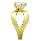 IP Gold(Ion Plating) Stainless Steel Ring with AAA Grade CZ  in Clear