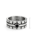 High polished (no plating) Stainless Steel Ring with Top Grade Crystal in Jet