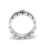 High polished (no plating) Stainless Steel Ring with Top Grade Crystal in Jet