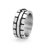High polished (no plating) Stainless Steel Ring with Top Grade Crystal in Jet