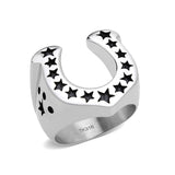 High polished (no plating) Stainless Steel Ring with Epoxy in Jet