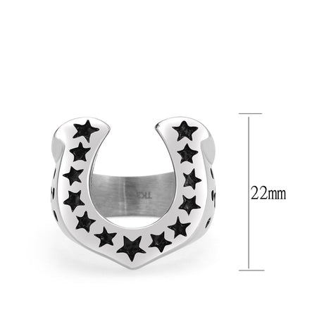 High polished (no plating) Stainless Steel Ring with Epoxy in Jet