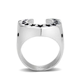 High polished (no plating) Stainless Steel Ring with Epoxy in Jet