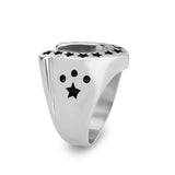 High polished (no plating) Stainless Steel Ring with Epoxy in Jet
