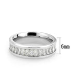 High polished (no plating) Stainless Steel Ring with AAA Grade CZ in Clear