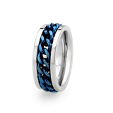 Two Tone IP Blue Stainless Steel Ring with NoStone in No Stone