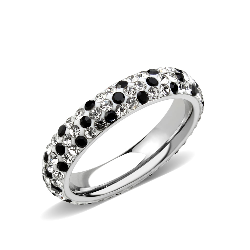 High polished (no plating) Stainless Steel Ring with Top Grade Crystal in MultiColor
