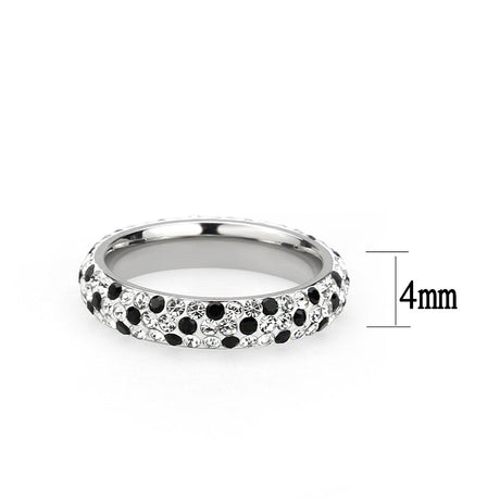 High polished (no plating) Stainless Steel Ring with Top Grade Crystal in MultiColor