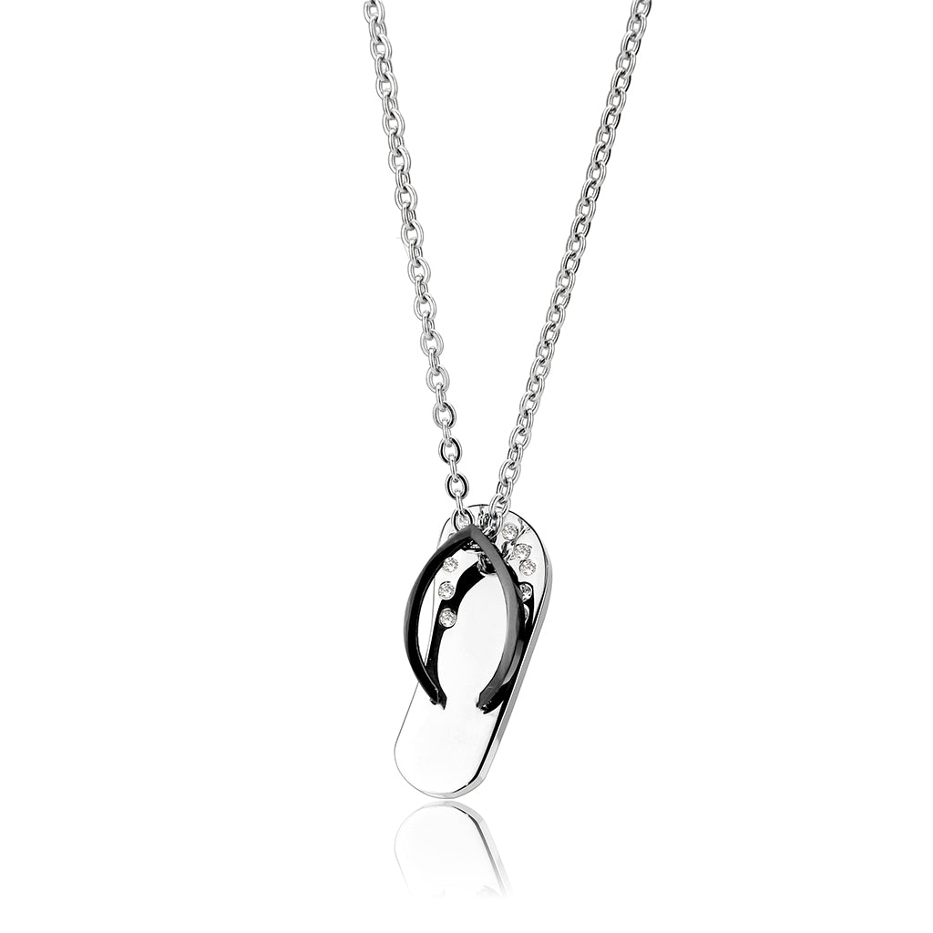 Two Tone IP Black Stainless Steel Chain Pendant with Top Grade Crystal in Clear