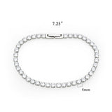 High polished (no plating) Stainless Steel Bracelet with AAA Grade CZ in Clear