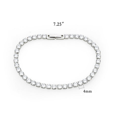 High polished (no plating) Stainless Steel Bracelet with AAA Grade CZ in Clear