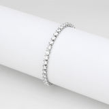 High polished (no plating) Stainless Steel Bracelet with AAA Grade CZ in Clear