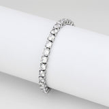 High polished (no plating) Stainless Steel Bracelet with AAA Grade CZ in Clear