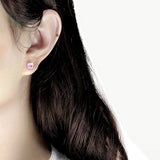 High polished (no plating) Stainless Steel Earring with AAA Grade CZ in Rose