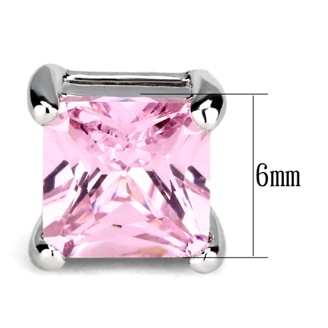 High polished (no plating) Stainless Steel Earring with AAA Grade CZ in Rose