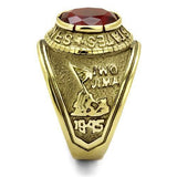 Gold-Plated Stainless Steel Marines Ring with Siam Red Glass