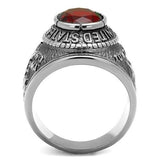 High-Polished Stainless Steel Marines Ring with Siam Red Glass