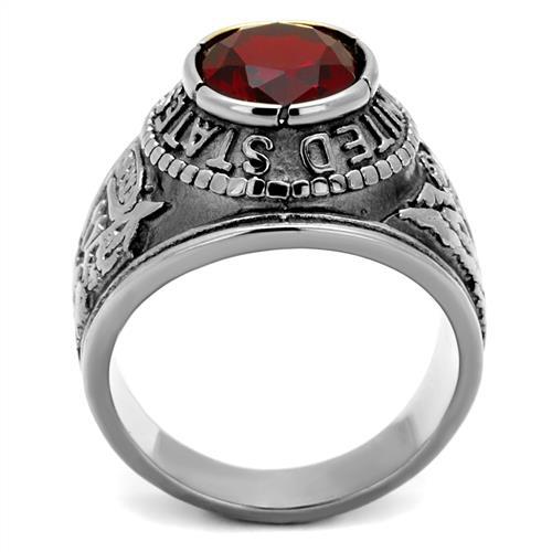 High-Polished Stainless Steel Ring with Synthetic Synthetic Glass in Siam