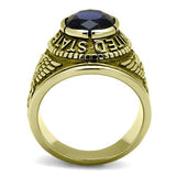 Gold-Plated Stainless Steel Navy Ring with Montana Blue Glass