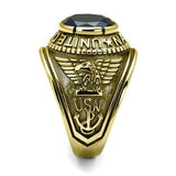Gold-Plated Stainless Steel Navy Ring with Montana Blue Glass
