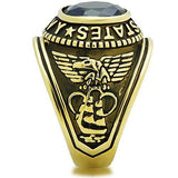 Gold-Plated Stainless Steel Navy Ring with Montana Blue Glass