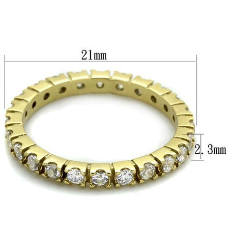 IP Gold(Ion Plating) Stainless Steel Ring with AAA Grade CZ  in Clear