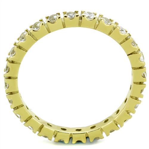 IP Gold(Ion Plating) Stainless Steel Ring with AAA Grade CZ  in Clear