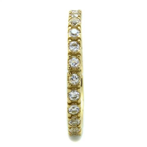 IP Gold(Ion Plating) Stainless Steel Ring with AAA Grade CZ  in Clear