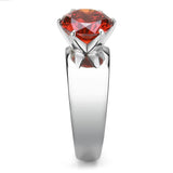 High polished (no plating) Stainless Steel Ring with AAA Grade CZ  in Garnet