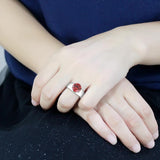 High polished (no plating) Stainless Steel Ring with AAA Grade CZ  in Garnet