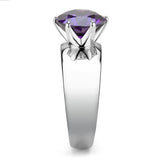 High polished (no plating) Stainless Steel Ring with AAA Grade CZ  in Amethyst