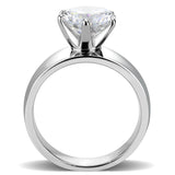 High polished (no plating) Stainless Steel Ring with AAA Grade CZ  in Clear